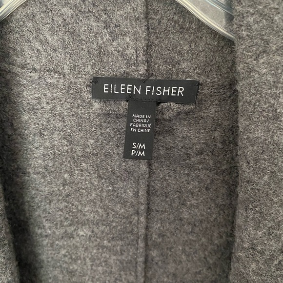 EILEEN FISHER Shawl Collar Kimono Jacket in Ombre Boiled Wool Ash/Black S/M - Picture 5 of 9